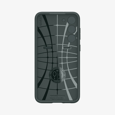ACS05639 - Galaxy S23 Ultra Case Optik Armor in black showing the back with lens protector slot open